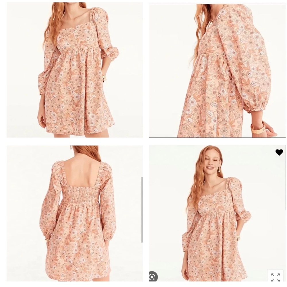 Jcrew poplin floral balloon sleeve dress